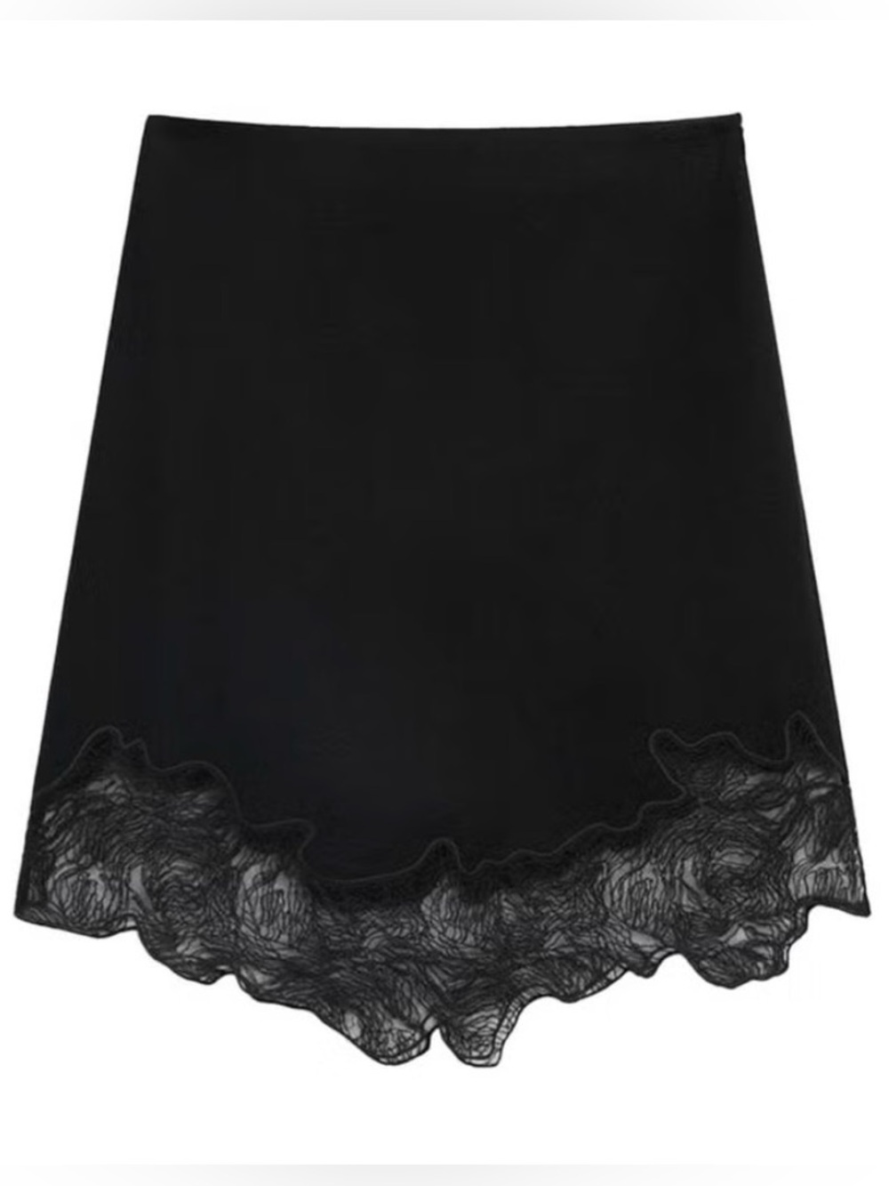 Massimo Dutti Black A-Line Skirt with Lace Hem